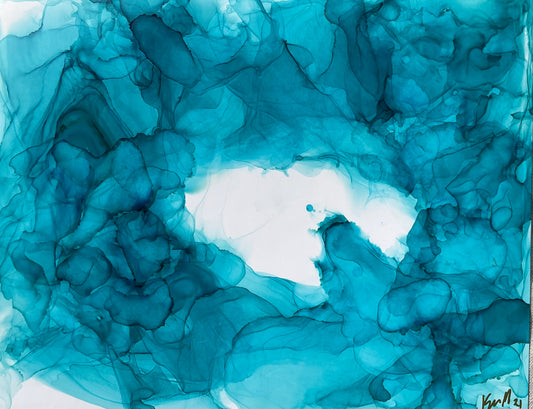 Alcohol ink Turquoise waves